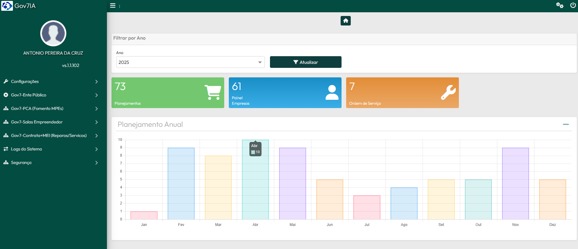 Captura de tela do Sistema Gov7IA